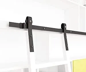 DIYHD 12FT Rustic Black Sliding Library Ladder Hardware(No Ladder)