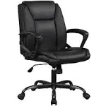 Home Office Chair Ergonomic Desk Chair PU Leather Task Chair Executive Rolling Swivel Mid Back Computer Chair with Lumbar Support Armrest Adjustable