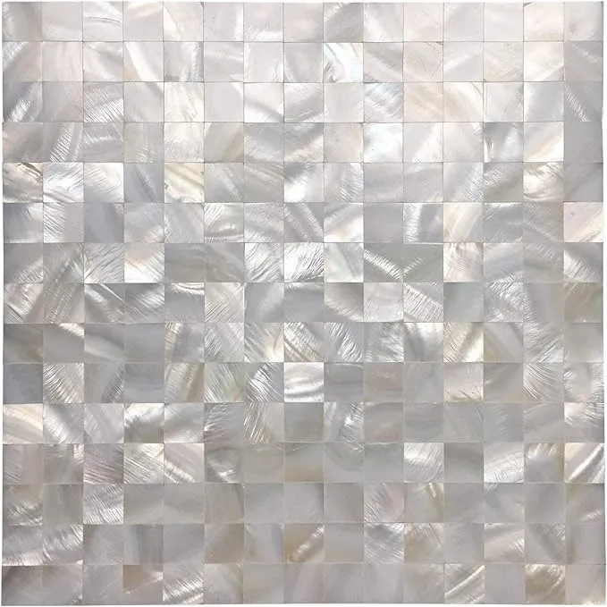 Art3d Mother of Pearl Shell Mini Square Seamless Mosaic Tile for Kitchen Backsplash, White, 12" L X 12" W