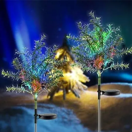 Cinhao Solar Garden Lights Tree Outdoor Multi-Color Changing LED Stake Lights Flower for Garden, Patio, Yard and Decoration Solar Flickering Tree Ligh