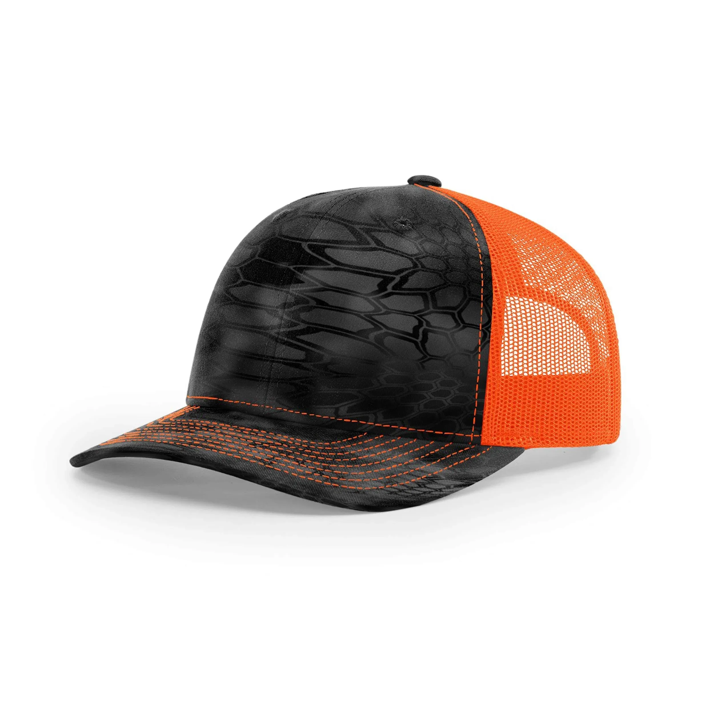 Richardson 112P Patterned Snapback Trucker Cap - Kryptek Typhon Neon Orange