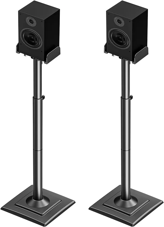 Perlesmith Universal Speaker Stands Height Adjustable Extend 18A to 43A Holds Satellite Speakers & Bookshelf Speakers Up to 11lbs-1 Pair Psss2 Black