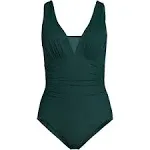 Lands' End Women's SlenderSuit Mesh Grecian Tummy Control Swimsuit