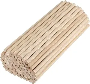 FUNSUEI 200 Pack 3/8 x 12 Inches Wooden Dowel Rods, Natural Unfinished Dowel Rods ...