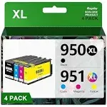 950XL 951XL Combo Pack Compatible for HP 950 951 XL Ink Cartridge Replacement for HP OfficeJet Pro 8600 8610 8620 8100 8630 8660 8640 8615 76DW 251DW (1 Black, 1 Cyan, 1 Magenta, 1 Yellow)