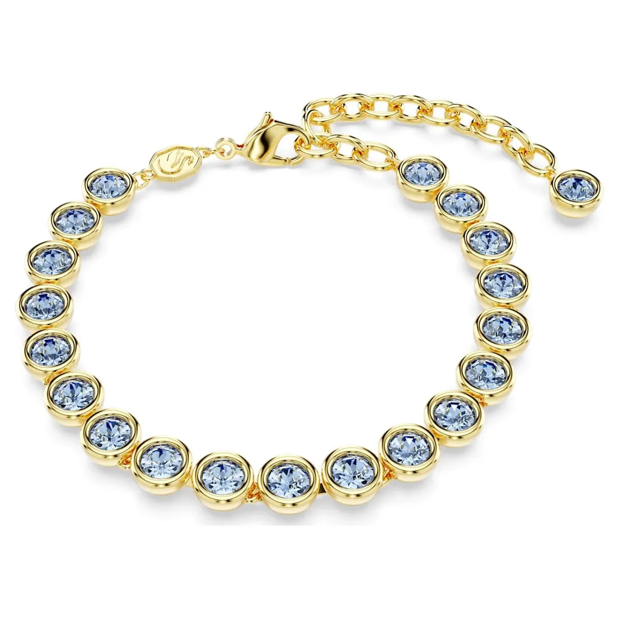 Imber Tennis bracelet, Round cut, Blue, Gold-tone plated