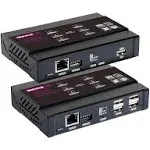 Basicolor 4K PoE HDMI KVM Extender Over IP, USB Ethernet Extender Over Cat5 Cat6 up to 328ft(100m), Plug & Play Lossless & Near Zero Latency, Support Point to Point & TX RX Team Connection