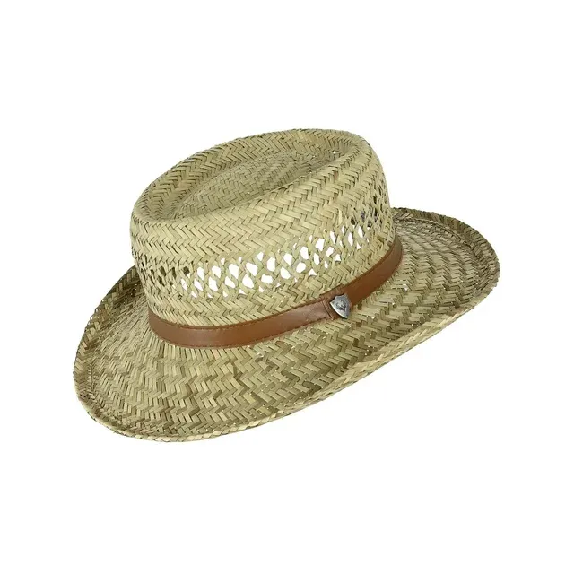 Ascentix Rush Straw Gambler Hat with Wide Brim - Natural XLarge