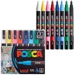 Posca 8 Color Paint Marker Set PC - 3M Fine Soft Colors