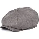 BOTVELA Men's Linen Newsboy Cap Herringbone Breathable Summer Hat