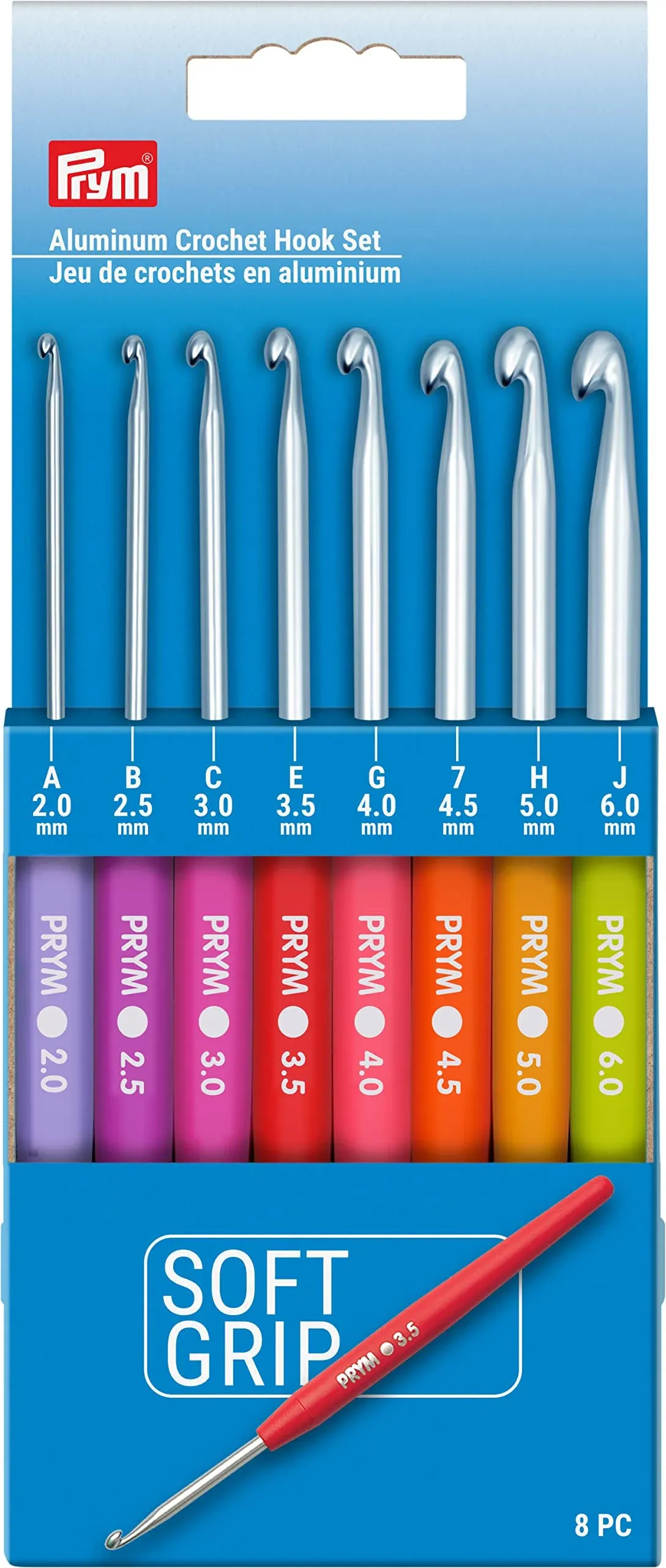 Prym Woll-Häkelnade<wbr/>l-Set Soft Grip Wool Crochet Needles Nickel 2-6mm 195970