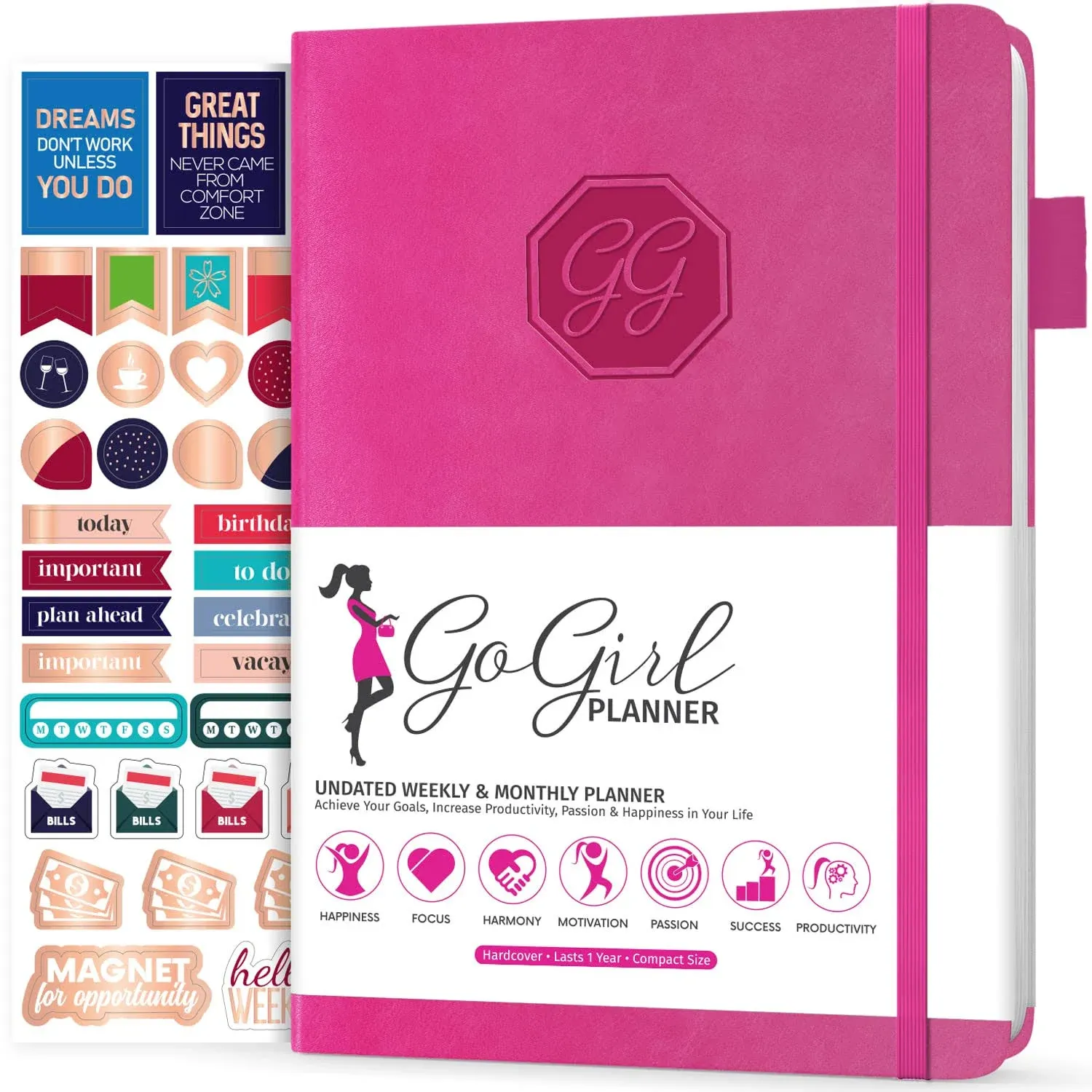 GoGirl Planner and Organizer for Women – Pocket (3.5&#039;&#039; x 6.2&#039;&#039;), Hot Pink 