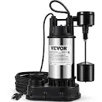 VEVOR Submersible Sump Pump Water Pump 1/2 HP 4320GPH Cast Iron Steel Basement