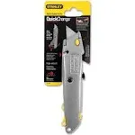 Quick-change Utility Knife With Retractable Blade And Twine Cutter, 6" Metal Handle, Gray