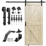 SMARTSTANDARD 36in x 84in Sliding Barn Door with 6.6ft Barn Door Hardware Kit & Handle, Pre-Drilled Ready to Assemble, DIY Unfinished Solid Spruce