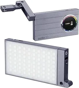 Godox M1 RGB Camera Light, Portable LED Video Light, Pocket Full Color LED Video Light Panel CRI 97+ 2500k-8500k, Music Beats Function and 15 FX Lighting Effects with Aluminum Alloy Body - Gray