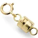 14K Yellow Gold Magnetic Clasp Converter Round with Spring Ring | 15.8 mm x 4.5 mm | for Small Necklace or Bracelet | 1 Clasp