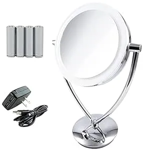 Ovente Tabletop Makeup Vanity Mirror 7.5 Inch 5X Polished Chrome MLT75CH1X5X