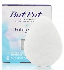 Buf-Puf Facial Sponge, Dermatologist Developed, Removes Deep Down Dirt & Makeup That Causes Breakouts and Blackheads, Reusable, Exfoliating, White, 4 Count