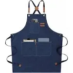 Kitchen Cooking Workshop Unisex Canvas Denim Bib Apron Washable Work Aprons