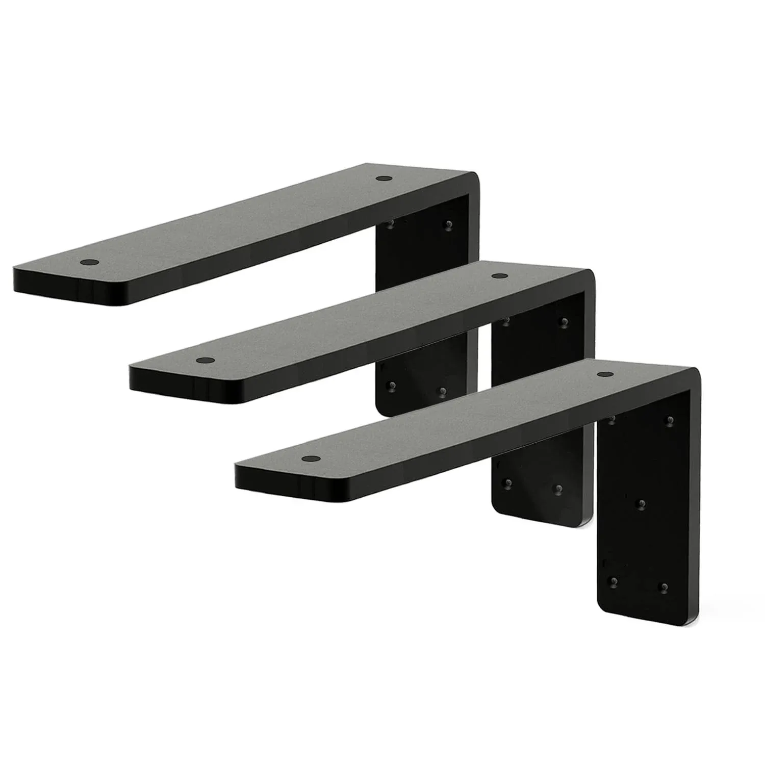 Walwe Countertop Support Bracket 12 inch 3 Pack 3/8" Thick Heavy Duty Granite Support Bracket 12"x6"x2.5" L Shape Shelf Bracket Iron Metal Support