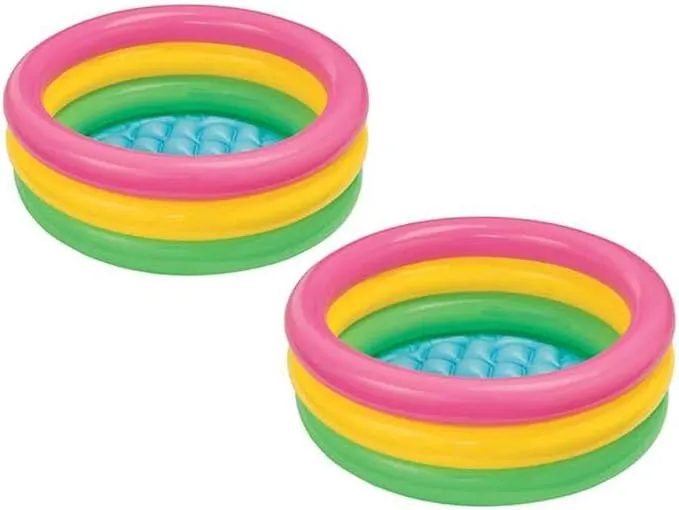 Intex 2.8ft x 10in Sunset Glow Inflatable Colorful Baby Swimming Pool (2 Pack)