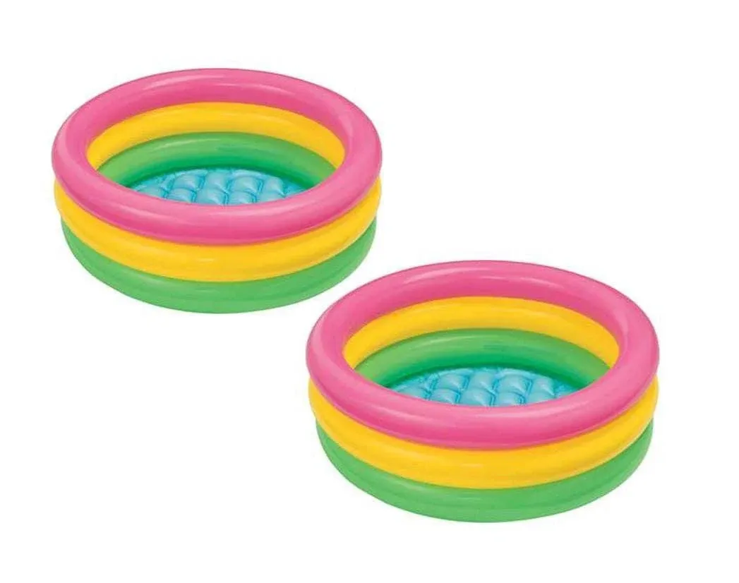 Intex 2.8ft x 10in Sunset Glow Inflatable Colorful Baby Swimming Pool (2 Pack)