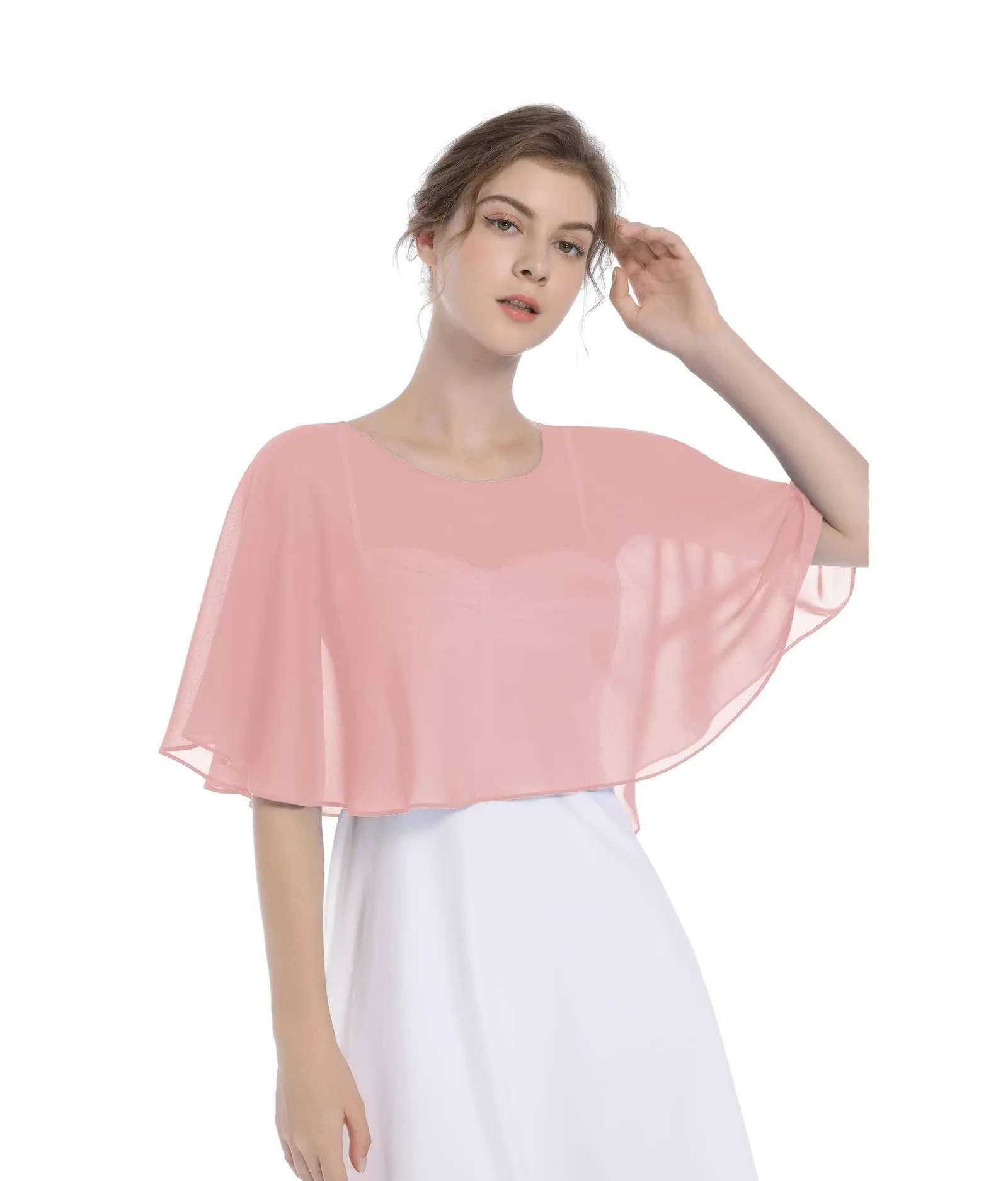 Wedding Capes Bridal Capelet Chiffon Shrug Shawls and Wraps for Evening Dress...