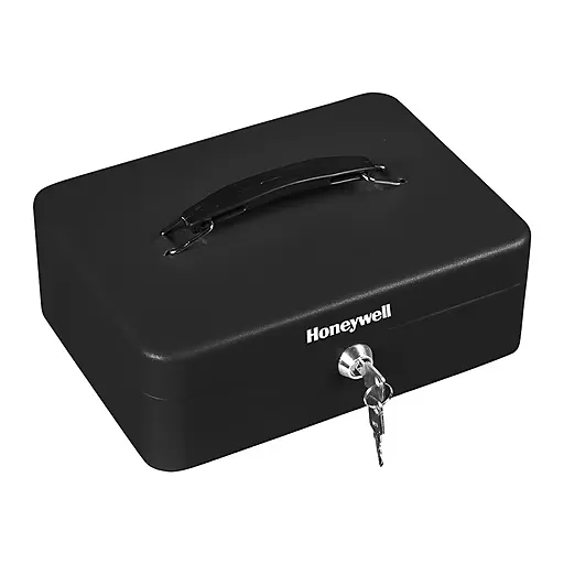 Honeywell Fire Resistant Steel Security Box with Key Lock 12.7 x 8.8 x 4.1 Black