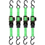 SMARTSTRAPS Retractable Ratchet Tie Down Straps (4 PK) 1,500lb Break Strength, 500lb Safe Work Load, Standard Duty, Secure and Haul ATVs, Lawn Tractors, Cargo, Boxes and Other Small Equipment