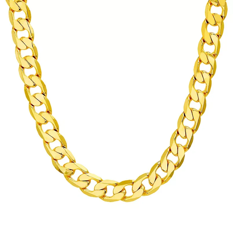 Men's 14k Gold Plated 12 mm Curb Chain Necklace