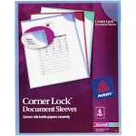 Avery Corner Lock Document Sleeves, Letter Size, Assorted Colors, 6/Pack