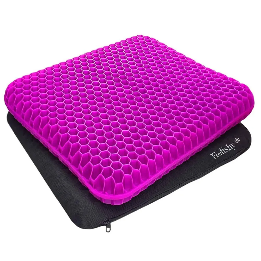 Helishy Gel Seat Cushion, Extra Thick Office Seat Cushion with Non-Slip Cover, Breathable Chair Pads Honeycomb Design Absorbs Pressure Points for Car