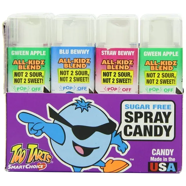 Too Tarts Sugar Free Sour Candy Spray Bottle Assortment (Pack of 12)