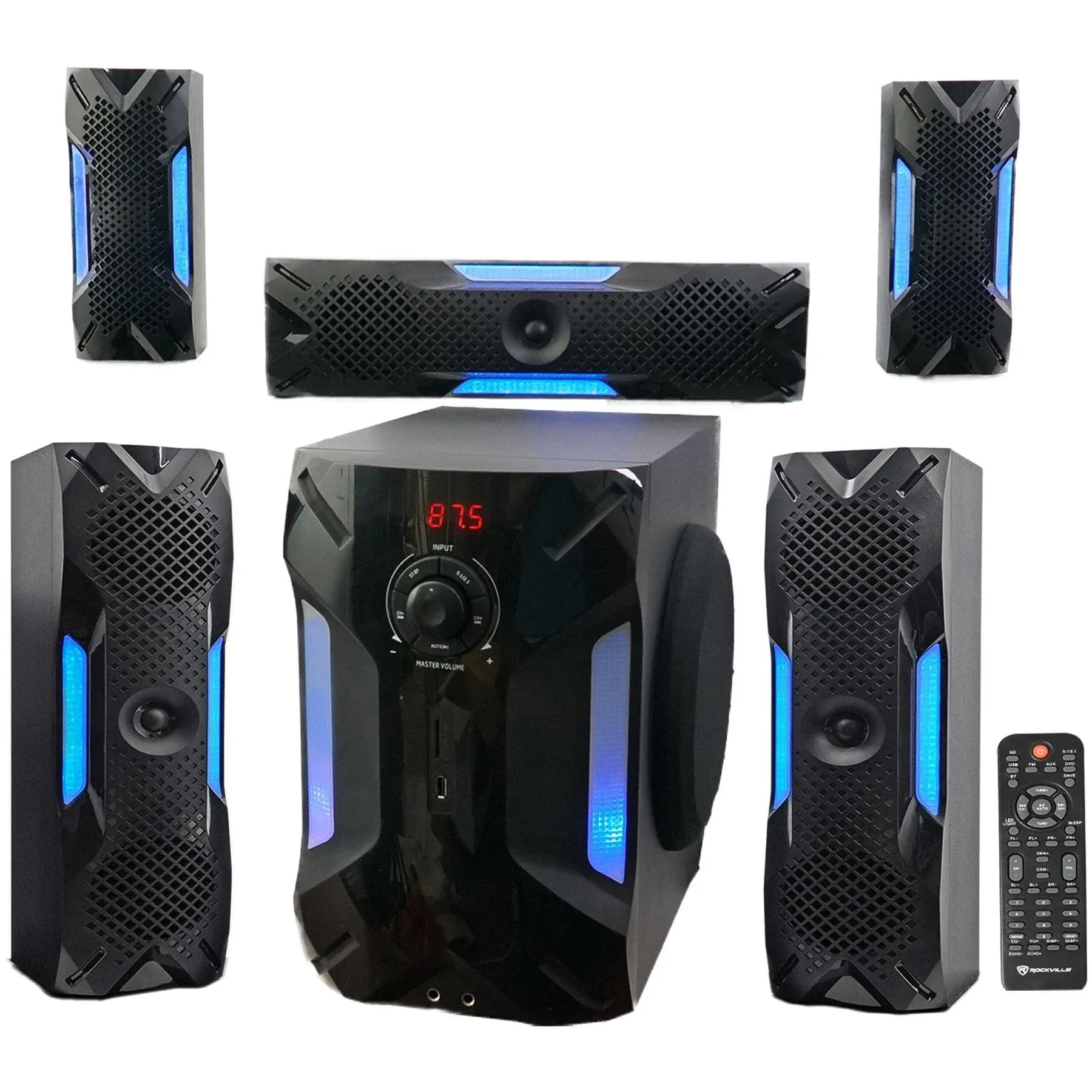 Rockville HTS56 1000W 5.1 Channel Home Theater System/Bluetooth/USB+8