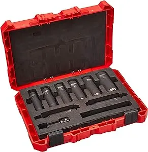 Impact Socket Set, 1/2 In Dr, 9 pc