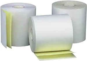 PM Company Perfection 2 Ply POS/Cash Register Rolls, 3 Inches X 90 Feet, White/Canary, 50 per Carton (07706)