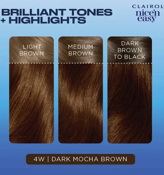 Clairol Nice'n Easy Permanent Hair Dye, 4W Dark Mocha Brown Hair Color, Pack of 3