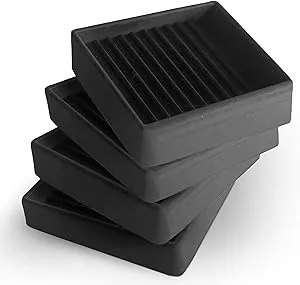 CasterMaster Non Slip Furniture Pads - 2x2 Square Rubber Anti Skid Caster Cups, Leg Coasters - Anti-Sliding Floor Protectors for Furniture (Set of 4) Black - Furniture Pads for Hardwood Floors