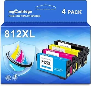 myCartridge 812XL Ink Cartridge Combo Pack Remanufactured for Epson 812XL Ink Cartridges for Epson 812 T812XL Ink for Workforce Pro WF-7820 WF-7840 EC-C7000 Printer (Black Cyan Yellow Magenta, 4-Pack)