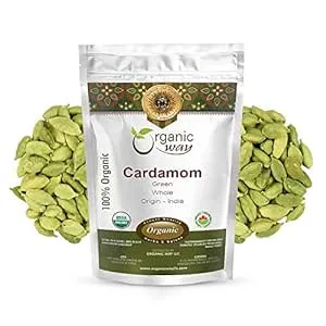 Organic Way Green Cardamom Whole Pods, Hari Elaichi (Elettaria cardamomum) - Kosher & USDA Certified | Vegan, Non-GMO & Gluten Free | Resealable Bag | Adds Flavour | 100% Raw from India (1/2LBS / 8Oz)