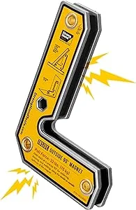 Strong Hand Tools MLD600 90° Fixed Angle Magnetic Square, Inside/Outside Magnets, Welding Square, 40 lbs Pull Force, 6" Length