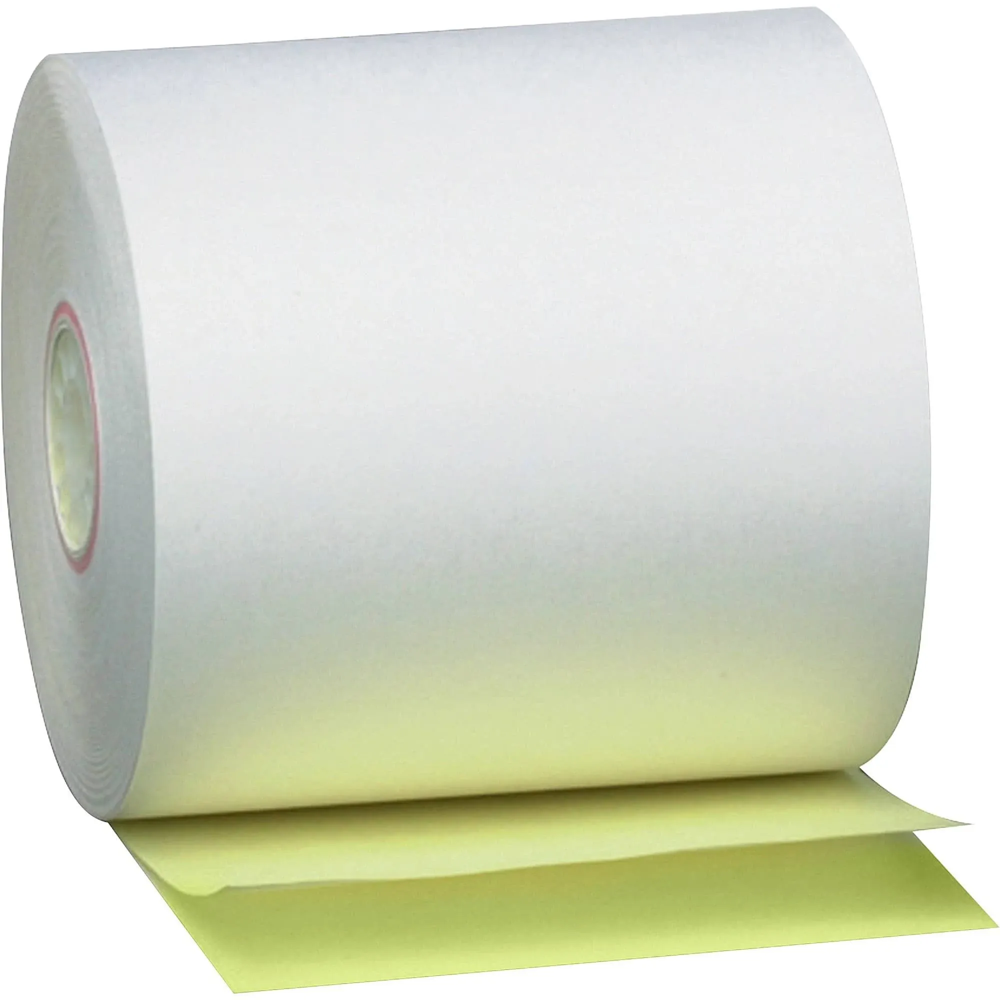 PM Company Paper Rolls, Two Ply Receipt Rolls, 3" x 90 ft, White/Canary , 50/Carton