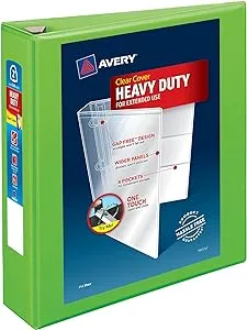 Avery Heavy Duty View 3 Ring Binder, 2" One Touch EZD Ring, Holds 8.5" x 11" Paper, 1 Chartreuse Binder (79776)