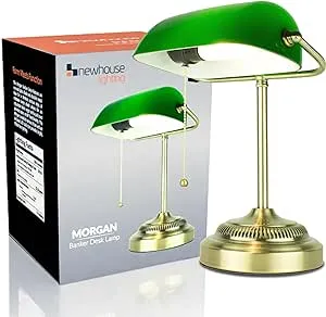 Newhouse Lighting Morgan Antique Green Adjustable Energy-Efficient LED Bankers Desk Lamp