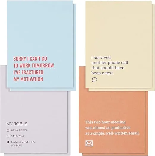 Juvale 8 Pack Funny Notepads with Sarcastic Sayings, Demotivational Notebooks for The Office, Coworkers, Employee, Colleagues, Adults, 4 Sarcastic Designs (4.25 x 5.5 Inches)