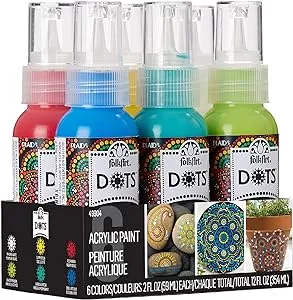 FolkArt Dots Set, 6 Piece Acrylic Paint Kit Featuring 6 Colors for DIY Indoor & Outdoor Multi-Surface Craft Projects, 49904