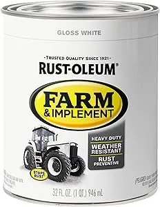 Rust-Oleum 280105 Farm & Implement Enamel Paint, Quart, Gloss White, (Pack of 1)