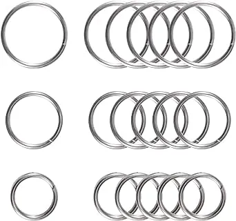 Mecarmy CH8 Titanium Split Key Chain Rings 18pcs with 3 Sizes Small Key Rings for Craft, Split Key Rings for Home Car Office Keys Attachment Clasp Closed Jump Key Ring Loops Keychain for Women Men