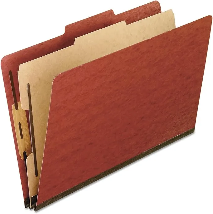 Pendaflex 1157R Pressboard Classification Folders, Letter, Four-Section, Red, 10/Box